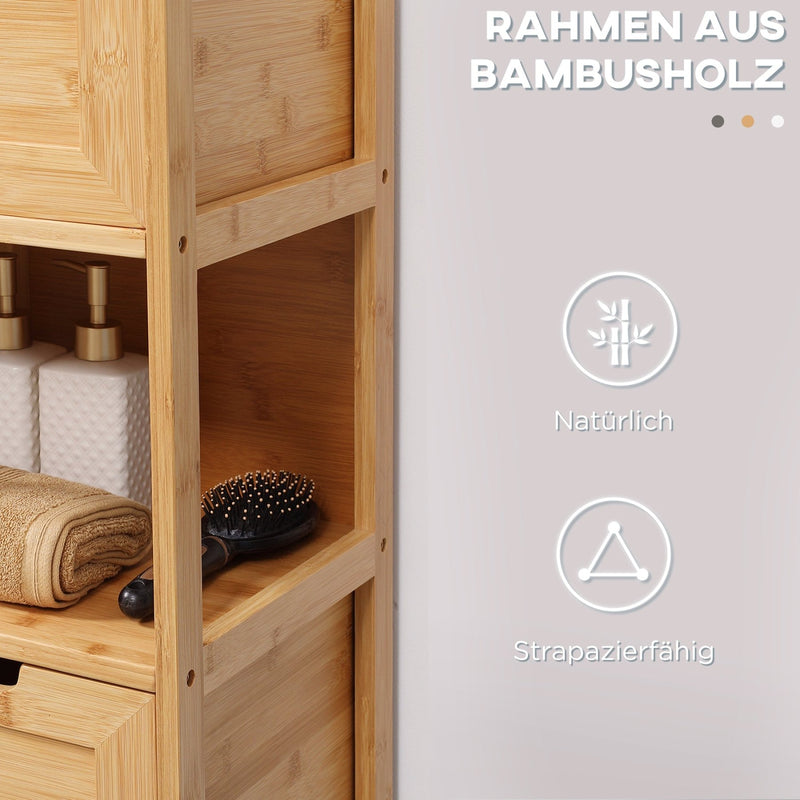 Badezimmerschrank aus Bambus mit 2 Schubladen - YB - T3323P304891 - 4 - Yorbay.de