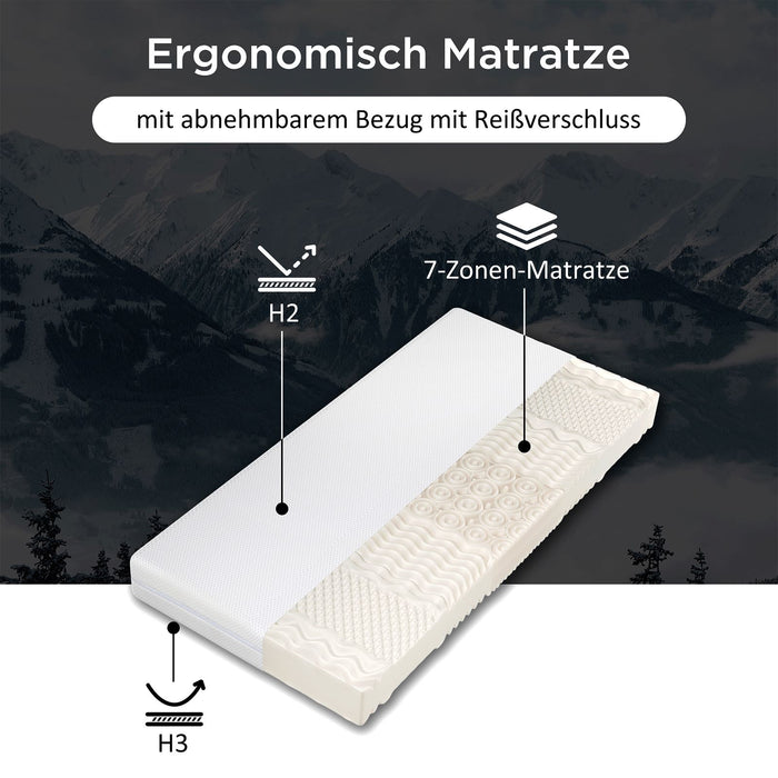 Kaltschaummatratze 7-Zonen, 20 cm Höhe, Ergonomisch & Waschbar