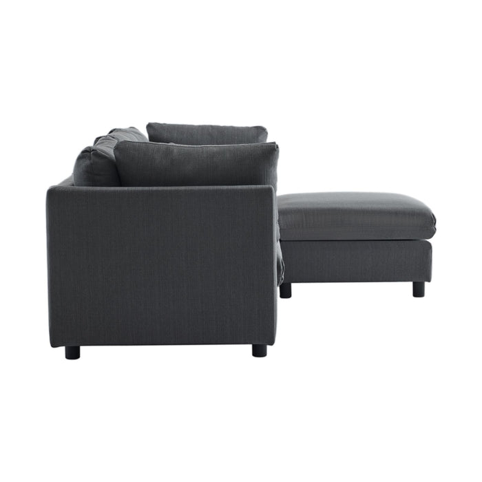 L-förmiges Wohnzimmersofa mit Fußhocker und Kissen in grau YH530144454647G 09