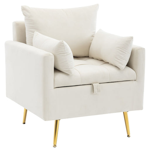 Samt - Loungesessel mit Stauraum und goldenen Metallbeinen - YB - WF311371AAA - 1 - Yorbay.de