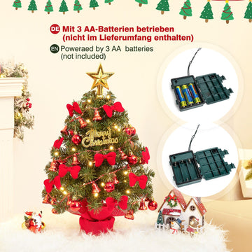 künstlicher mini weihnachtsbaum mit beleuchtung Mini Künstlicher Weihnachtsbaum mit LED-Lichtern und Dekoration 40 cm —  Yorbay.de