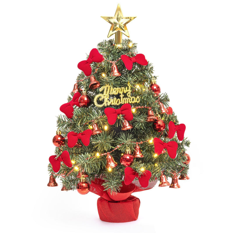 Mini Künstlicher Weihnachtsbaum mit LED-Lichtern und Dekoration 40 cm —