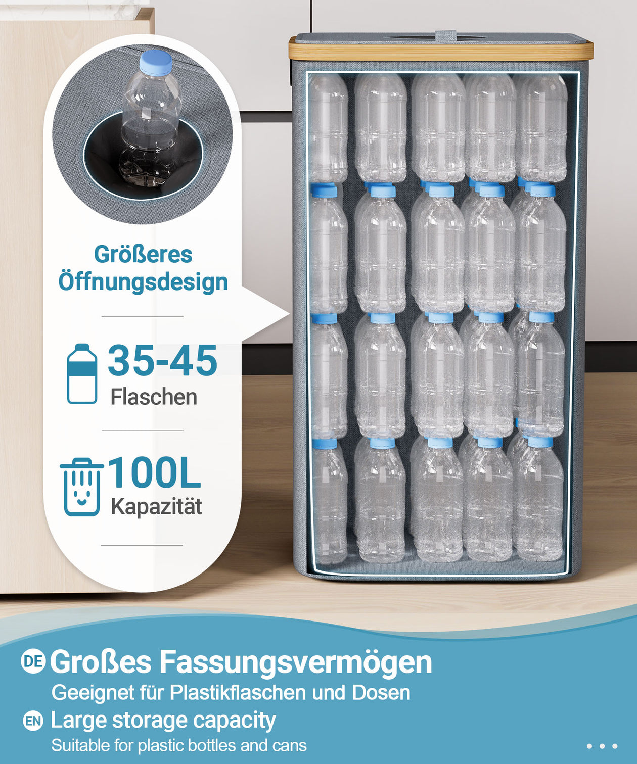 Yorbay Pfandflaschen Sammler 100L mit 2 Beuteln - YB067 - Z104 - 13 - Yorbay.de