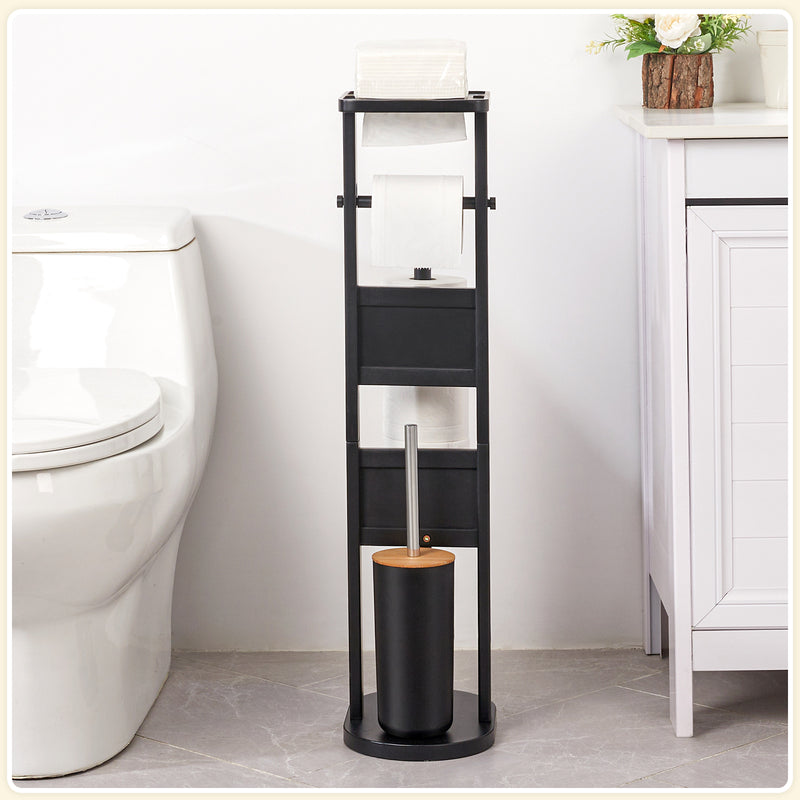 Yorbay Stand WC-Garnitur aus Bambus in schwarz 002