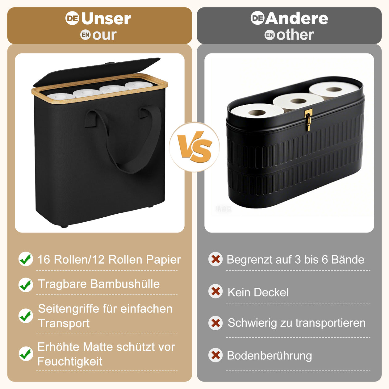 Yorbay Toilettenpapier Aufbewahrungskorb 30L - YB069 - Z107 - 16 - Yorbay.de