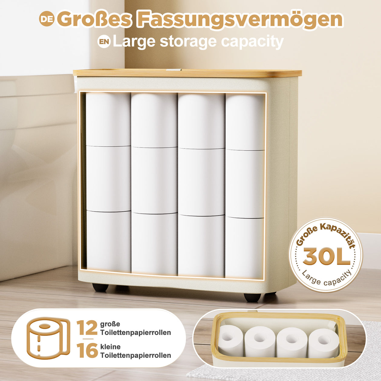 Yorbay Toilettenpapier Aufbewahrungskorb 30L - YB069 - Z106 - 4 - Yorbay.de