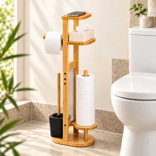 Yorbay Toilettenpapierhalter mit Toilettenbürste aus Bambus - YC013-Z128 - 2 - Yorbay.de