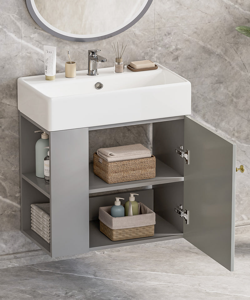 Yorbay hängender Waschtischunterschrank 55 cm mit Waschbecken - YB097 - D054 - 16 - Yorbay.de