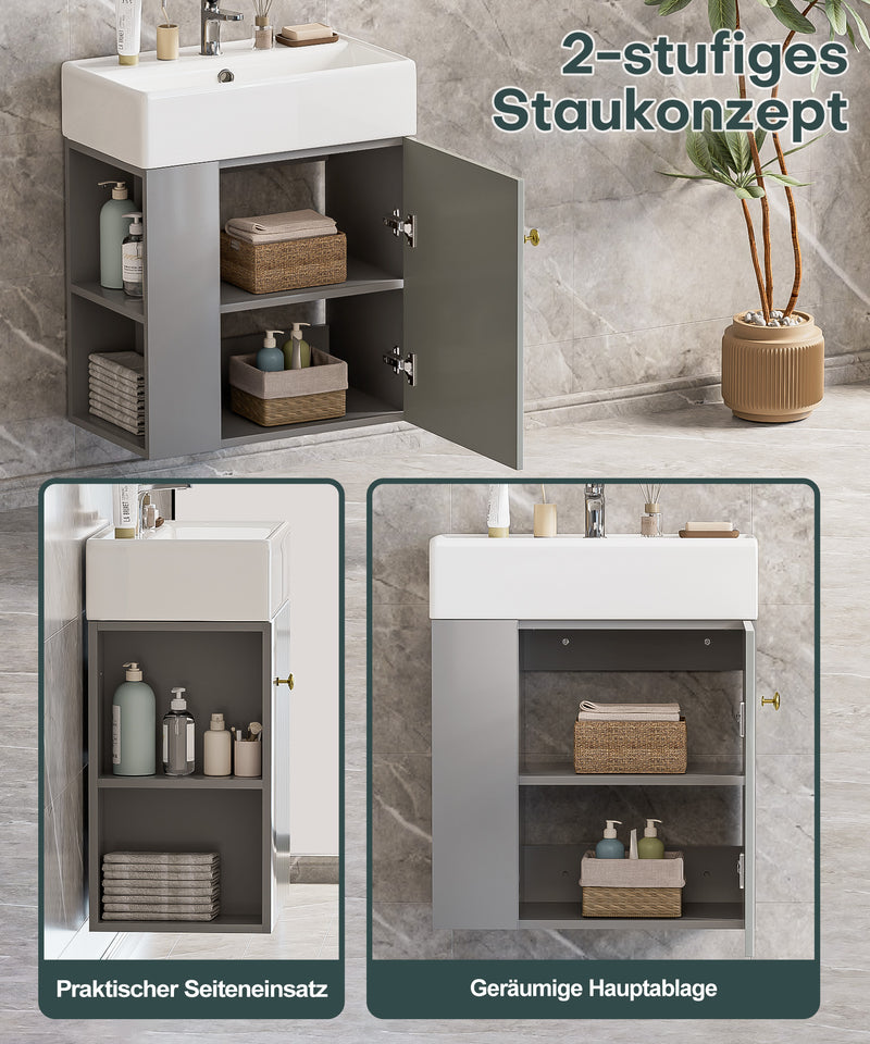 Yorbay hängender Waschtischunterschrank 55 cm mit Waschbecken - YB097 - D054 - 14 - Yorbay.de