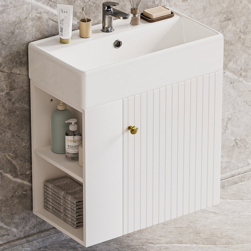 Yorbay hängender Waschtischunterschrank 55 cm mit Waschbecken - YB097 - D053 - 2 - Yorbay.de