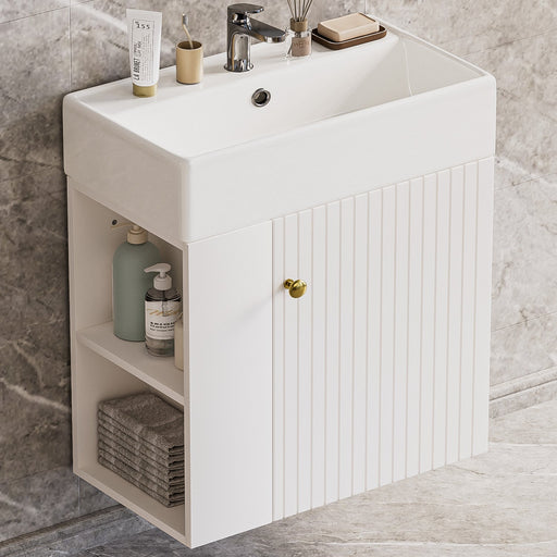 Yorbay hängender Waschtischunterschrank 55 cm mit Waschbecken - YB097 - D053 - 2 - Yorbay.de