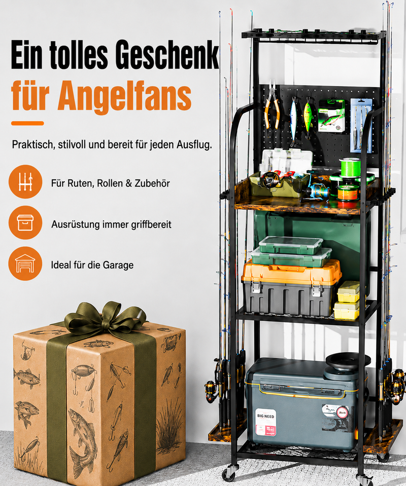 Yorbay Angelrutenständer mit Rollen für 12 Angelruten