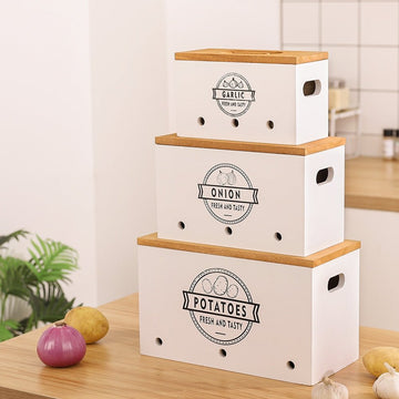3er-Set Kartoffel-Aufbewahrungsboxen aus Holz, schwarz/wei  Yorbay.de