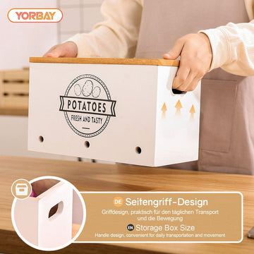 kartoffel zwiebel aufbewahrung holz 3er-Set Kartoffel-Aufbewahrungsboxen aus Holz, schwarz/weiß — Yorbay.de