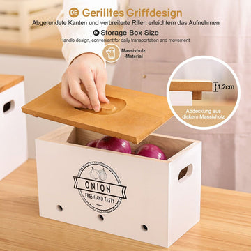 aufbewahrung kartoffeln holz 3er-Set Kartoffel-Aufbewahrungsboxen aus Holz, schwarz/weiß — Yorbay.de