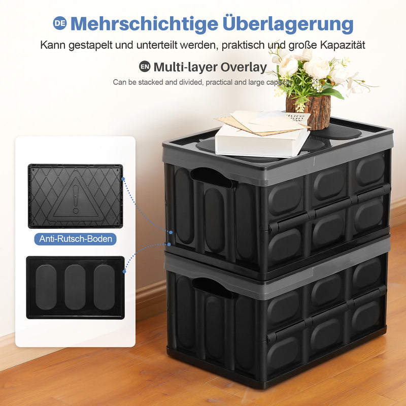 Yorbay 2er - Set faltbare Aufbewahrungsboxen aus Kunststoff mit Deckel - F86 - 32 - Yorbay.de