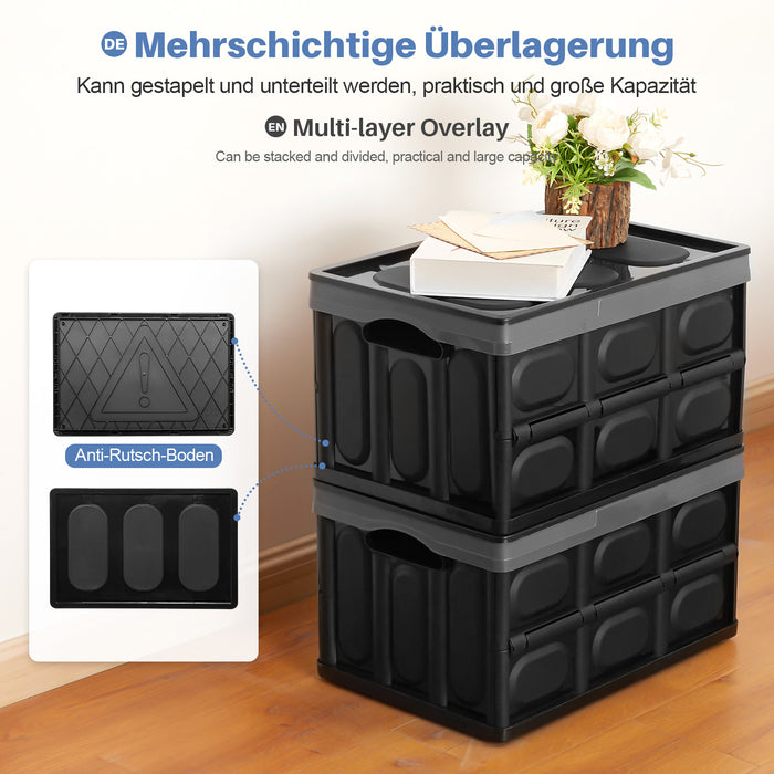 Yorbay 2er - Set faltbare Aufbewahrungsboxen aus Kunststoff mit Deckel - YB012 - E001 - 30 - Yorbay.de