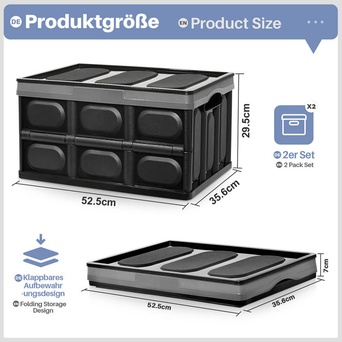 Yorbay 2er - Set faltbare Aufbewahrungsboxen aus Kunststoff mit Deckel - YB012 - E001 - 27 - Yorbay.de