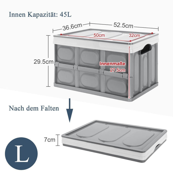 Yorbay 2er - Set faltbare Aufbewahrungsboxen aus Kunststoff mit Deckel - F86 - 4 - Yorbay.de