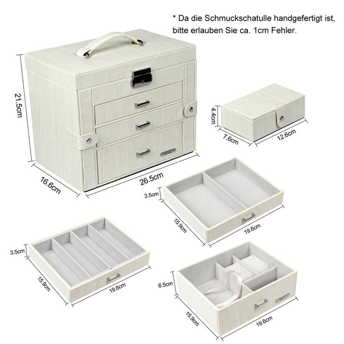 Yorbay Schmuckkästchen aus Kunstleder mit 3 Schubladen und Mini - Box - B31 - 4 - Yorbay.de