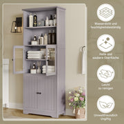 Hochschrank mit Türen und verstellbaren Trennwänden, 57,4 x 28,4 x 162,5 cm - YB - N877P297007E - 13 - Yorbay.de