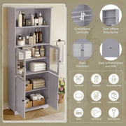 Hochschrank mit Türen und verstellbaren Trennwänden, 57,4 x 28,4 x 162,5 cm - YB - N877P297007E - 14 - Yorbay.de