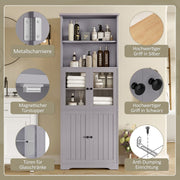 Hochschrank mit Türen und verstellbaren Trennwänden, 57,4 x 28,4 x 162,5 cm - YB - N877P297007E - 15 - Yorbay.de