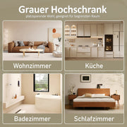 Hochschrank mit Türen und verstellbaren Trennwänden, 57,4 x 28,4 x 162,5 cm - YB - N877P297007E - 16 - Yorbay.de