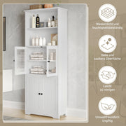 Hochschrank mit Türen und verstellbaren Trennwänden, 57,4 x 28,4 x 162,5 cm - YB - N877P297007K - 4 - Yorbay.de