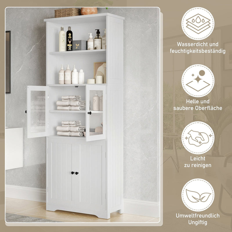 Hochschrank mit Türen und verstellbaren Trennwänden, 57,4 x 28,4 x 162,5 cm - YB - N877P297007K - 4 - Yorbay.de