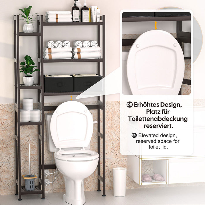 Yorbay bamboo toilet shelf with 2 storage boxes and height-adjustable shelves