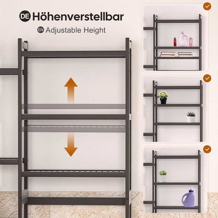 Yorbay Toilettenregal aus Bambus mit 2 Aufbewahrungsboxen und höhenverstellbaren Ablagen