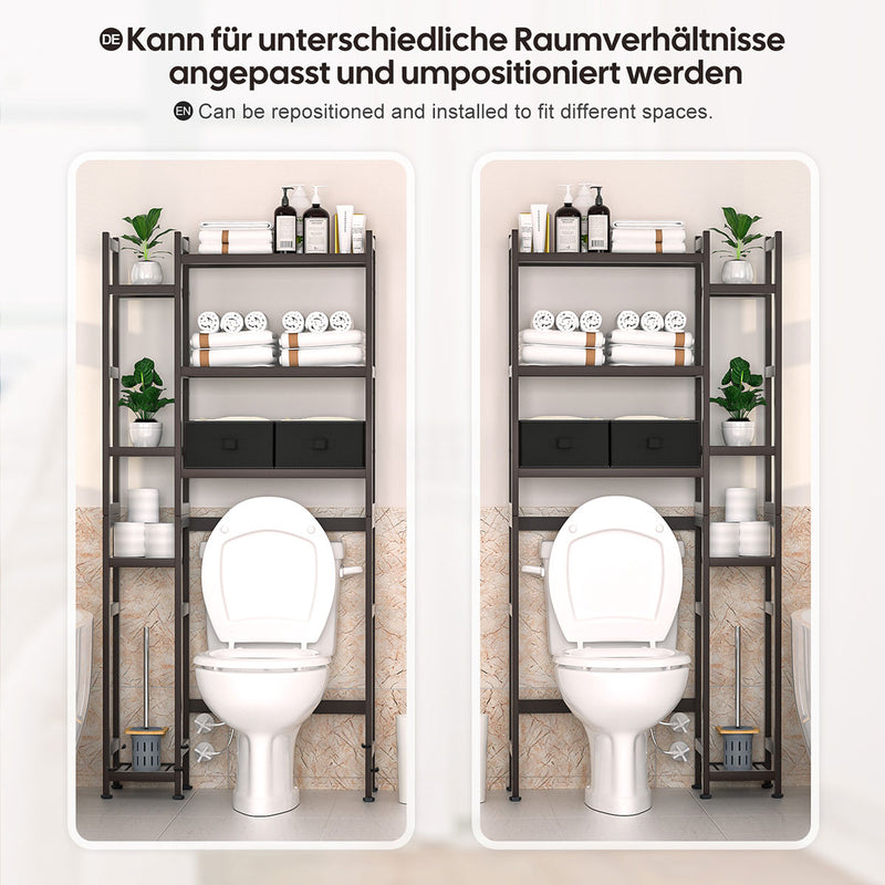 Yorbay Toilettenregal aus Bambus mit 2 Aufbewahrungsboxen und höhenverstellbaren Ablagen 22 - Yorbay.de