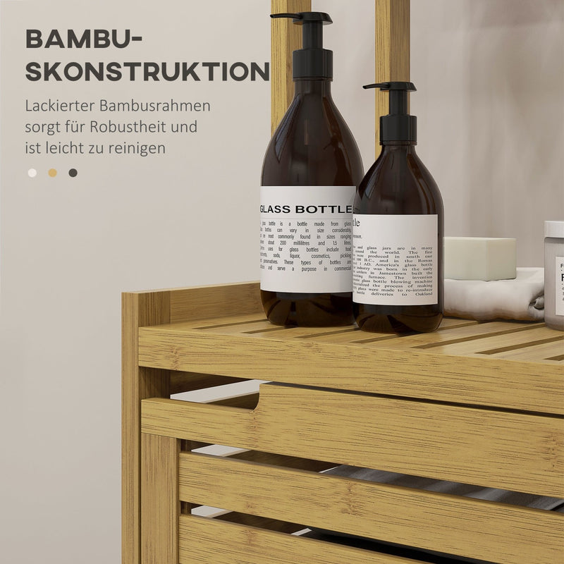 Badezimmerschrank aus Bambus mit Fächern & Tür - YB - T3323P298732 - 5 - Yorbay.de
