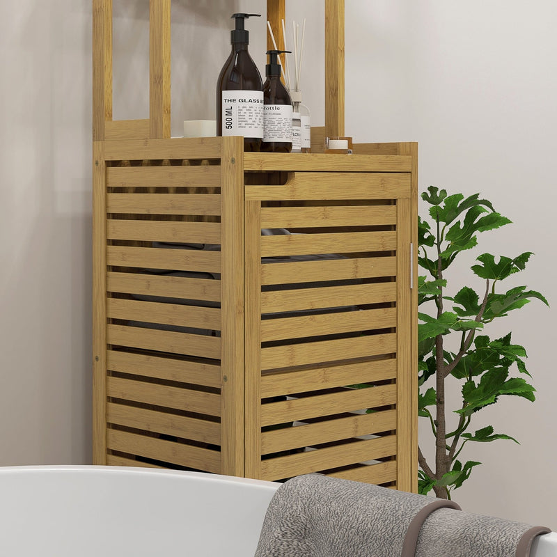 Badezimmerschrank aus Bambus mit Fächern & Tür - YB - T3323P298732 - 6 - Yorbay.de