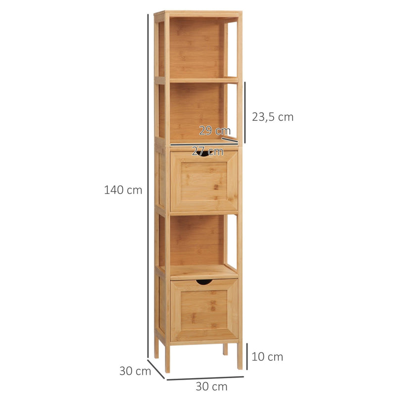 Badezimmerschrank aus Bambus mit Schubladen und Regalen - YB - T3323P303342 - 3 - Yorbay.de