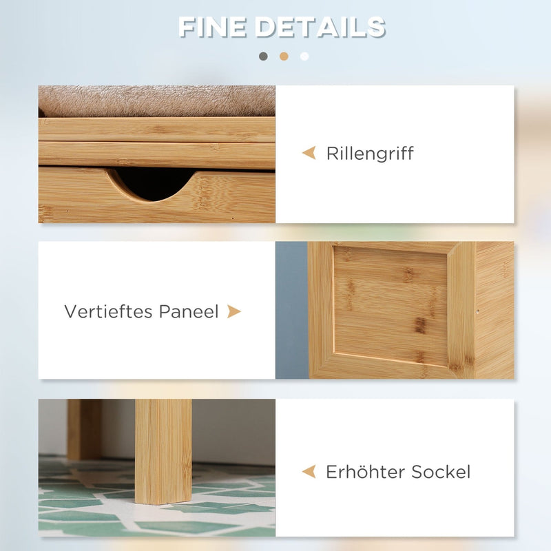 Badezimmerschrank aus Bambus mit Schubladen und Regalen - YB - T3323P303342 - 4 - Yorbay.de