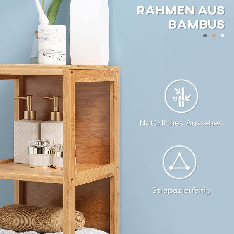 Badezimmerschrank aus Bambus mit Schubladen und Regalen - YB - T3323P303342 - 6 - Yorbay.de