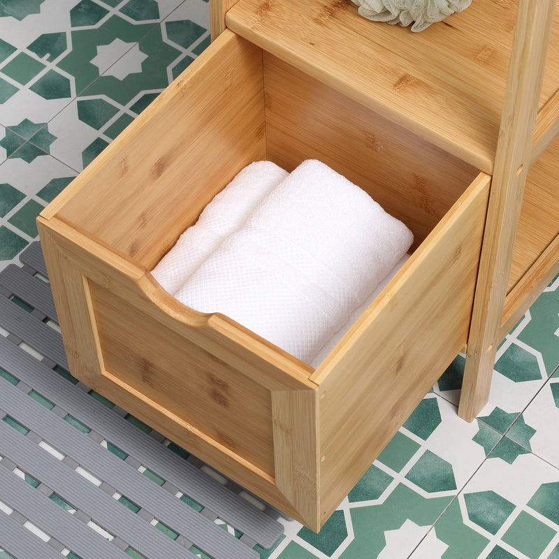 Badezimmerschrank aus Bambus mit Schubladen und Regalen - YB - T3323P303342 - 7 - Yorbay.de