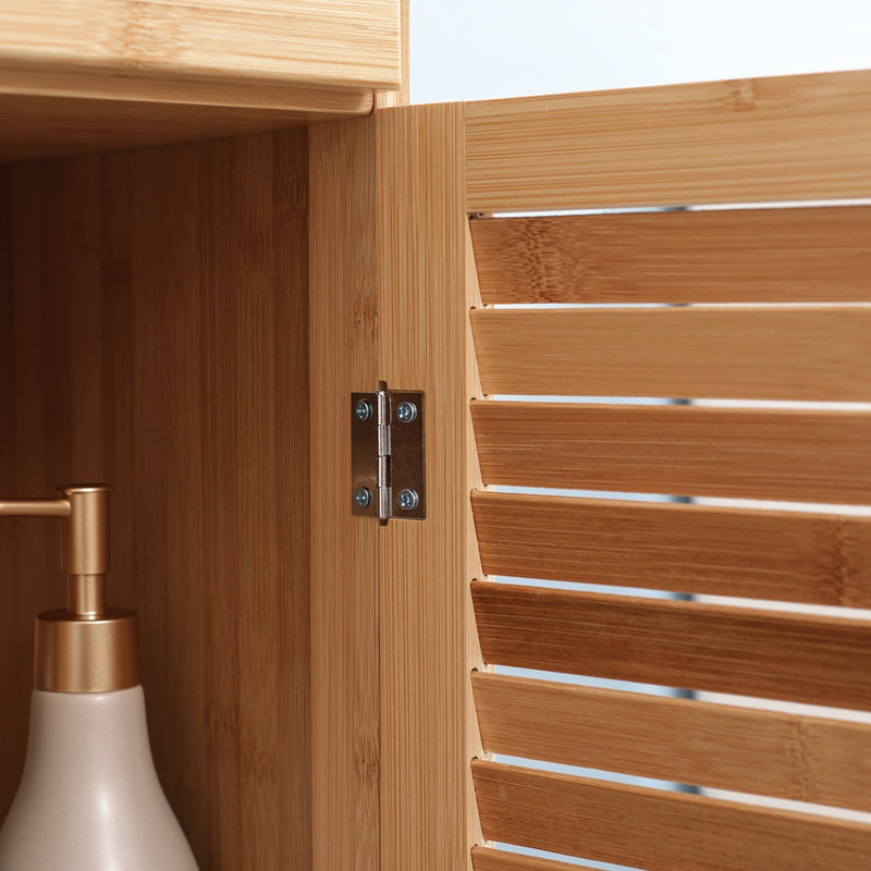 Badezimmerschrank aus Bambus mit Schublade, Ablagen & offenem Fach - YB - T3323P304890 - 7 - Yorbay.de