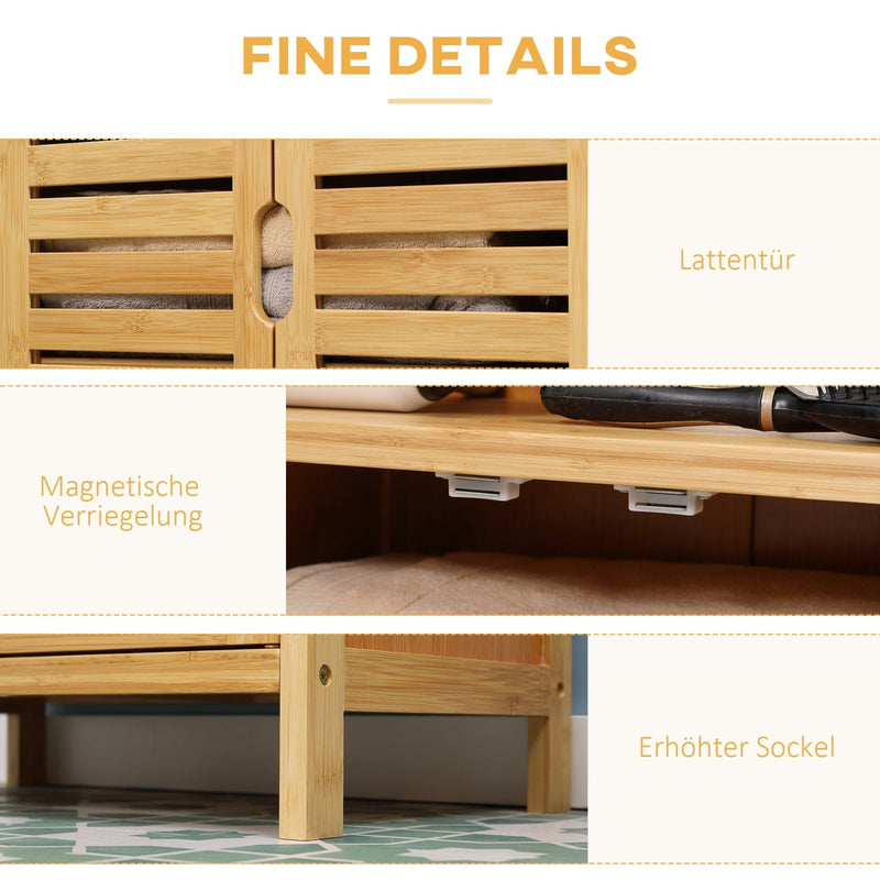 Badezimmerschrank aus Bambus mit Türen und Fächern - YB - T3323P305378 - 4 - Yorbay.de