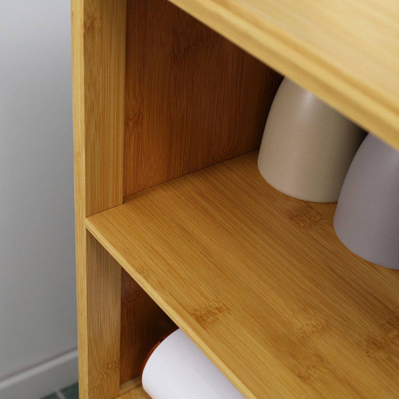 Badezimmerschrank aus Bambus mit Türen und Fächern - YB - T3323P305378 - 5 - Yorbay.de