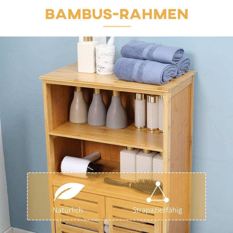 Badezimmerschrank aus Bambus mit Türen und Fächern - YB - T3323P305378 - 6 - Yorbay.de