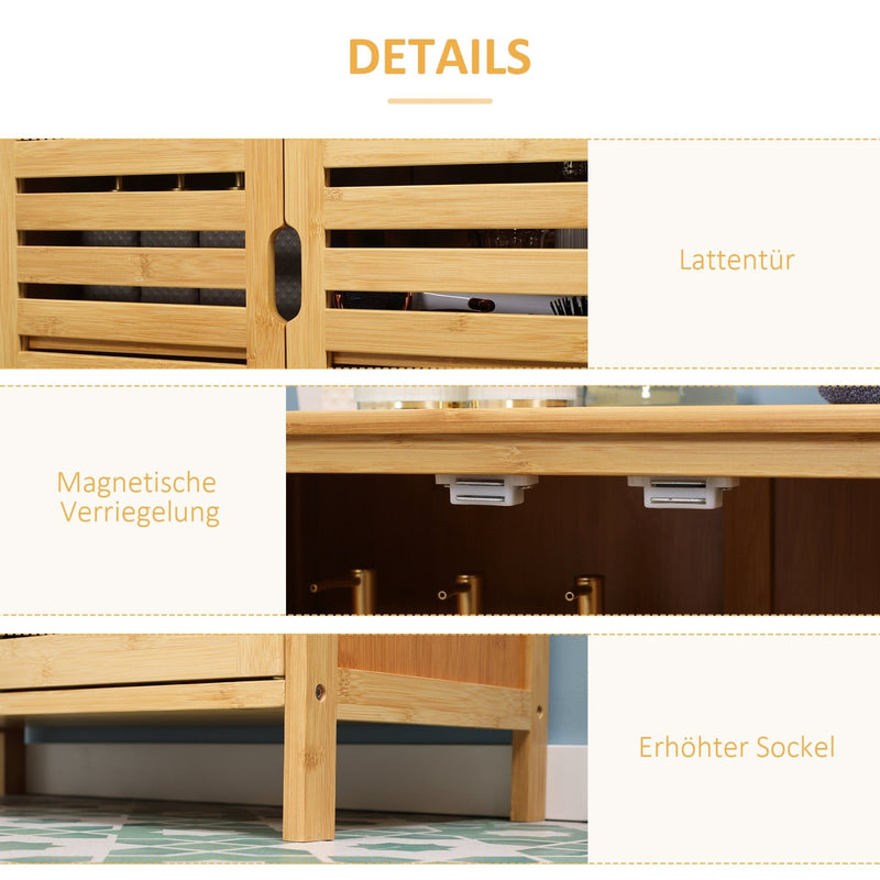 Badezimmerschrank aus Bambus mit 2 Türen - YB - T3323P305426 - 6 - Yorbay.de