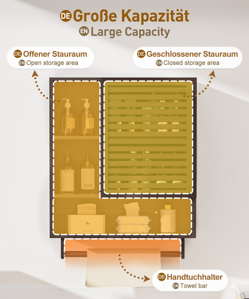 Yorbay Badezimmerschrank mit Tür und Regalen, 70 x 56 x 20 cm - YB070 - Z096 - 21 - Yorbay.de