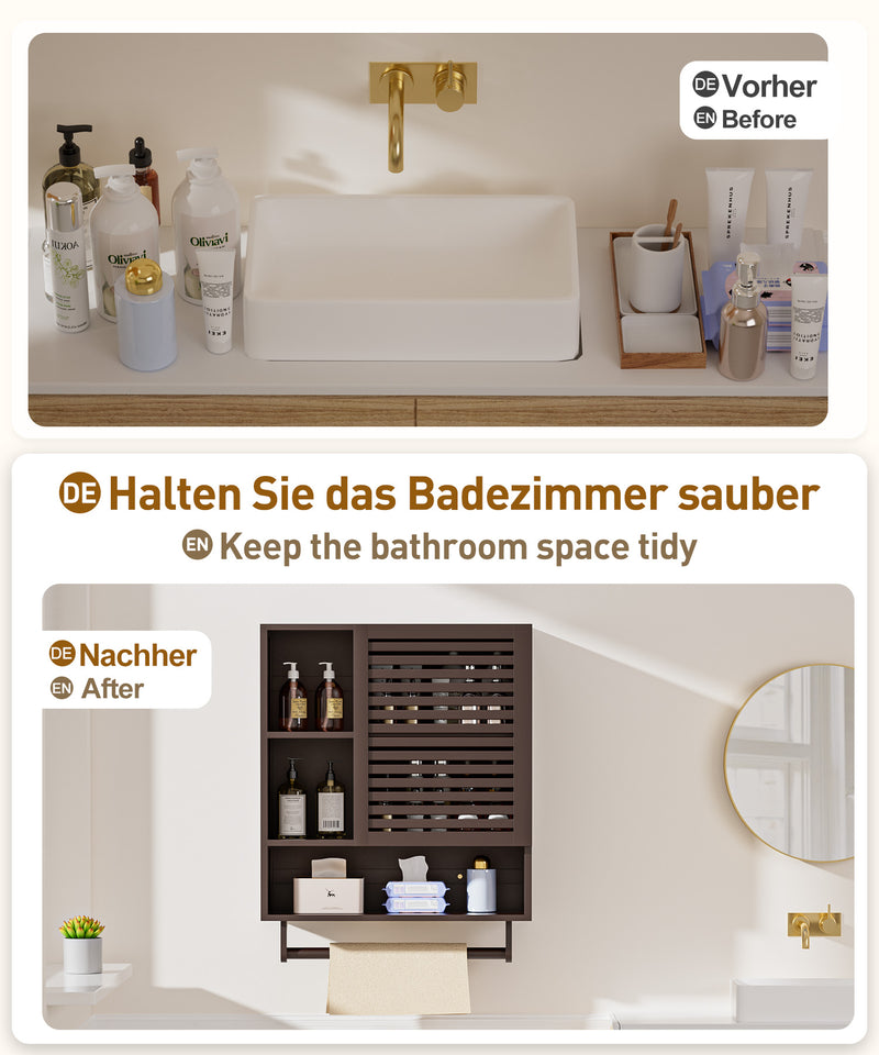 Yorbay Badezimmerschrank mit Tür und Regalen, 70 x 56 x 20 cm - YB070 - Z096 - 22 - Yorbay.de