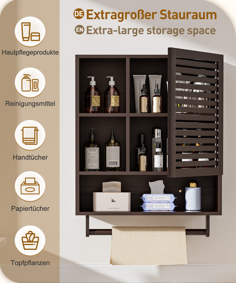 Yorbay Badezimmerschrank mit Tür und Regalen, 70 x 56 x 20 cm - YB070 - Z096 - 23 - Yorbay.de