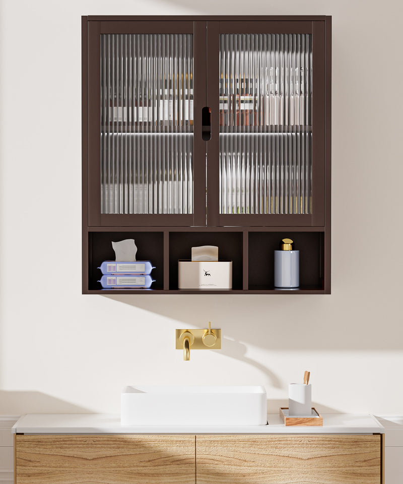 Yorbay Badezimmerschrank mit Doppeltür und Fächern, 59 x 22 x 66 cm - YB - YB071 - Z099 - 30 - Yorbay.de