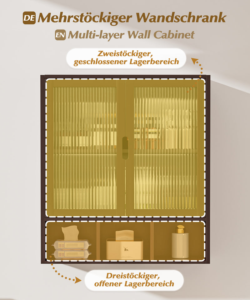 Yorbay Badezimmerschrank mit Doppeltür und Fächern, 59 x 22 x 66 cm - YB - YB071 - Z099 - 25 - Yorbay.de
