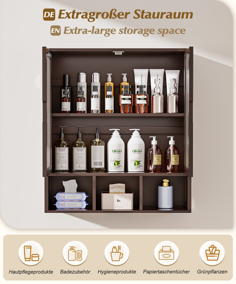 Yorbay Badezimmerschrank mit Doppeltür und Fächern, 59 x 22 x 66 cm - YB - YB071 - Z099 - 27 - Yorbay.de